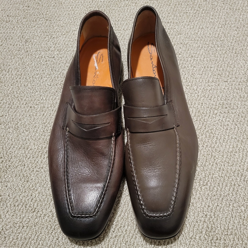 Santoni Men's Brown Leather Loafers